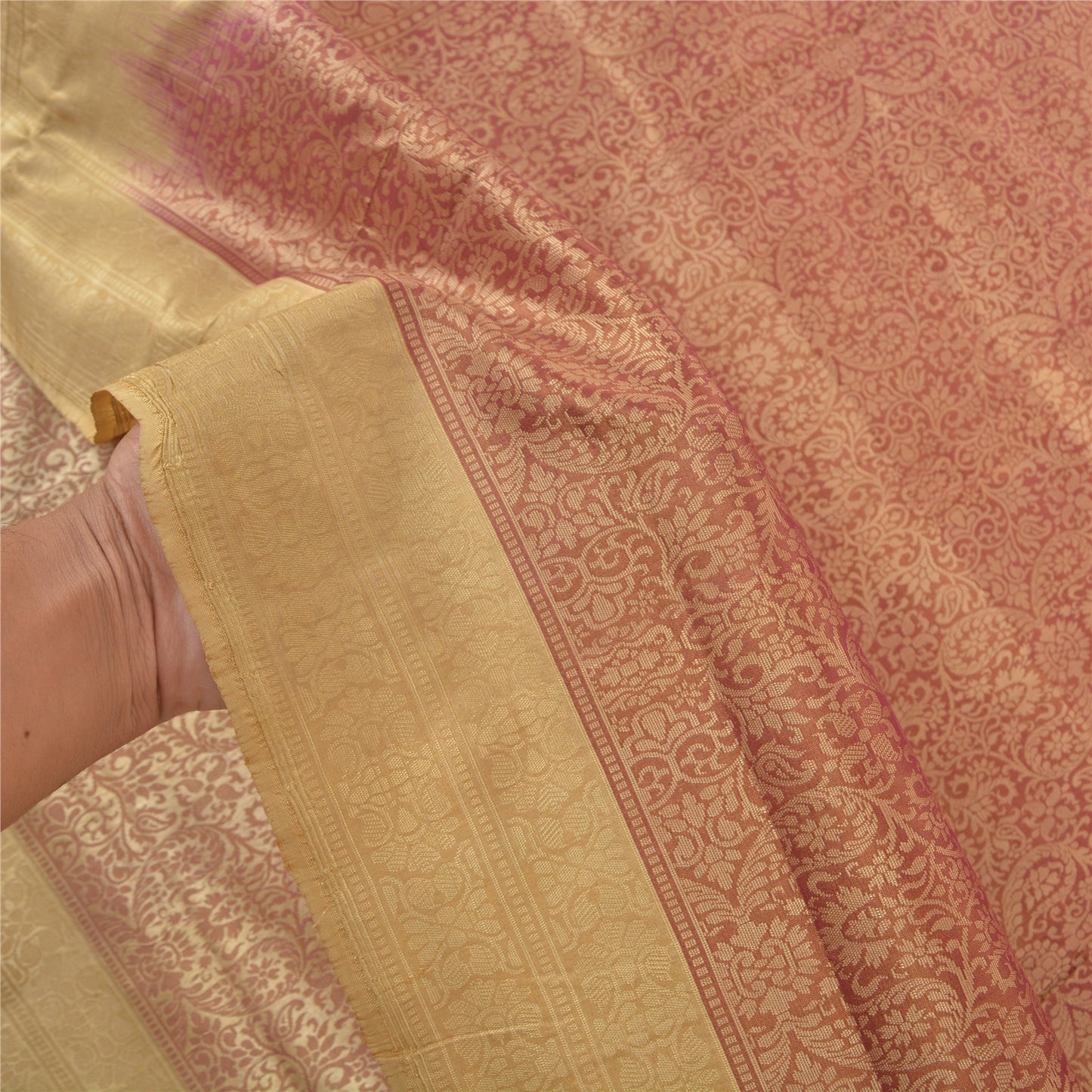 Санскритские винтажные тяжелые индийские сари, сотканные из 100% чистого шелка, устойчивая ткань, 5 ярдов сари