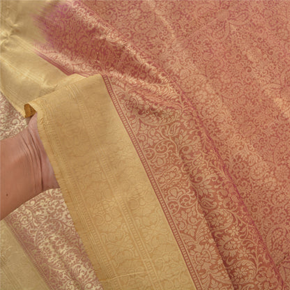 Санскритские винтажные тяжелые индийские сари, сотканные из 100% чистого шелка, устойчивая ткань, 5 ярдов сари