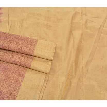 Санскритские винтажные тяжелые индийские сари, сотканные из 100% чистого шелка, устойчивая ткань, 5 ярдов сари