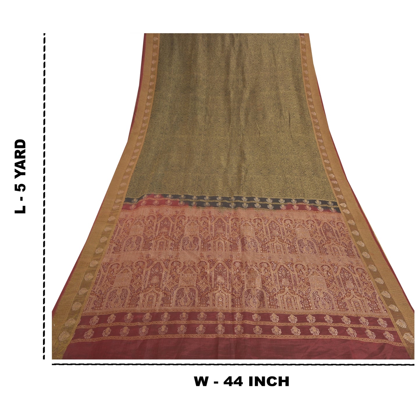 Sanskriti Vintage Green Heavy Indian Sarees Pure Silk Woven Zari Sari Sustainable Fabric