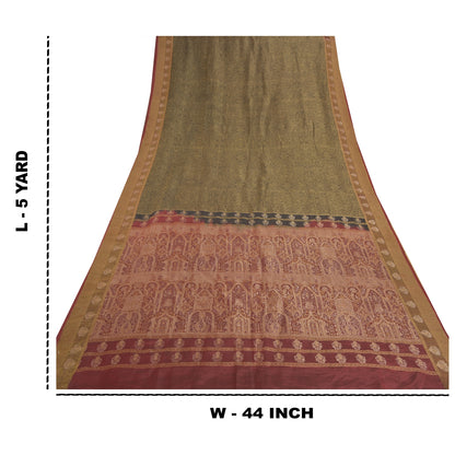 Sanskriti Vintage Green Heavy Indian Sarees Pure Silk Woven Zari Sari Sustainable Fabric