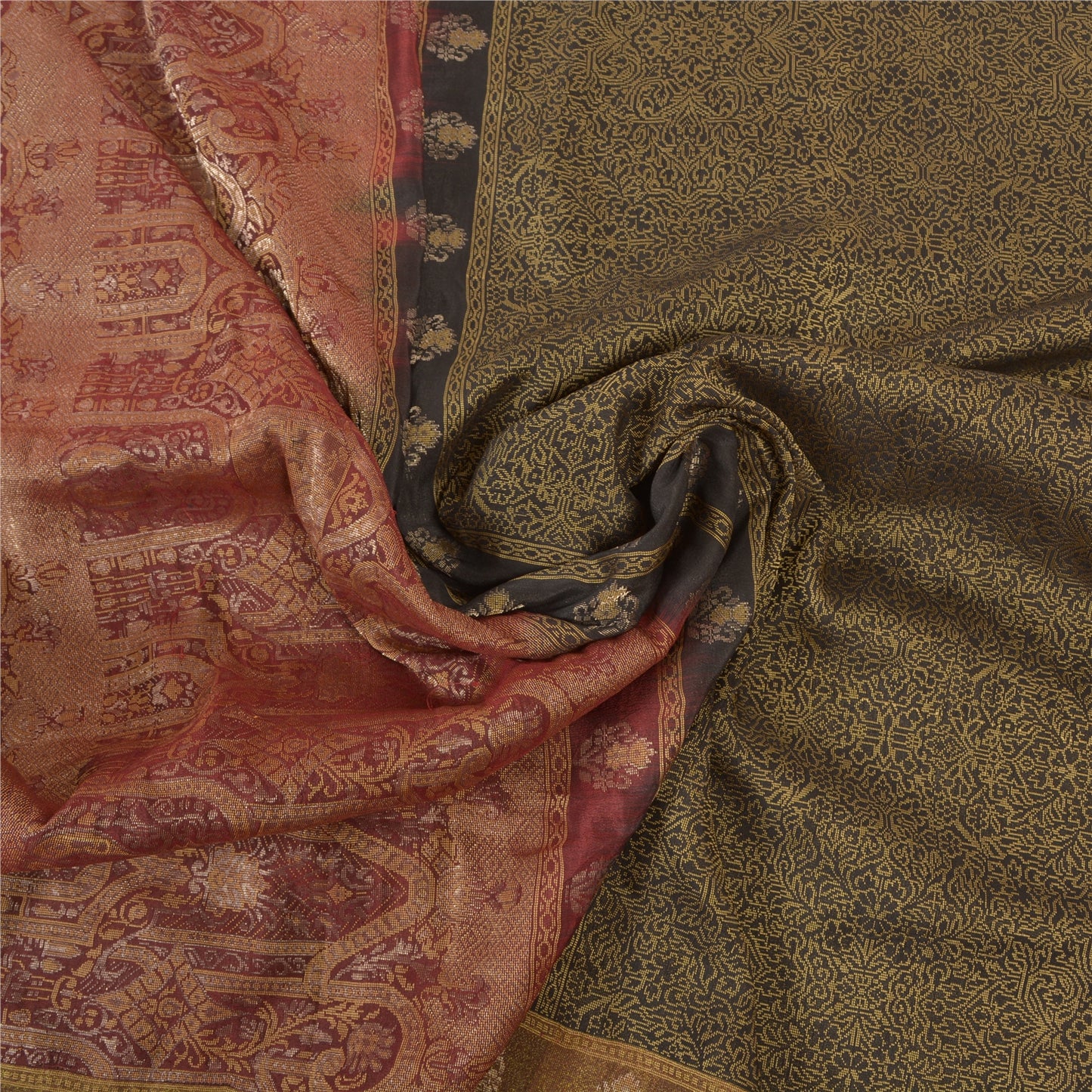 Sanskriti Vintage Green Heavy Indian Sarees Pure Silk Woven Zari Sari Sustainable Fabric