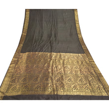 Load image into Gallery viewer, Sanskriti Vintage Heavy Black Sarees Pure South Silk Brocade Zari Sari Fabric
