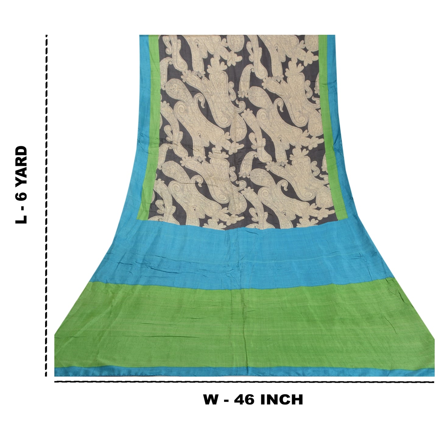 Sanskriti Vintage Heavy Indian Sarees 100% Pure Silk Printed Sari 5 Yard Sustainable Fabric