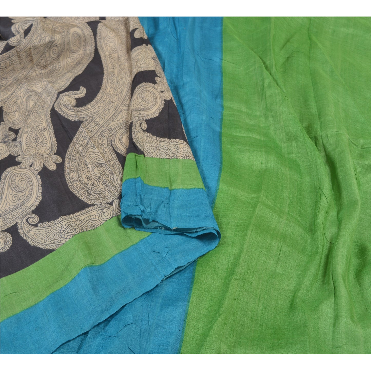 Sanskriti Vintage Heavy Indian Sarees 100% Pure Silk Printed Sari 5 Yard Sustainable Fabric