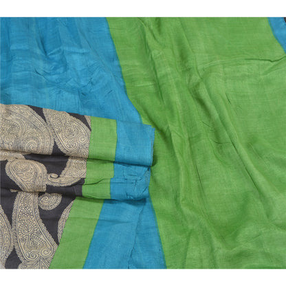 Sanskriti Vintage Heavy Indian Sarees 100% Pure Silk Printed Sari 5 Yard Sustainable Fabric