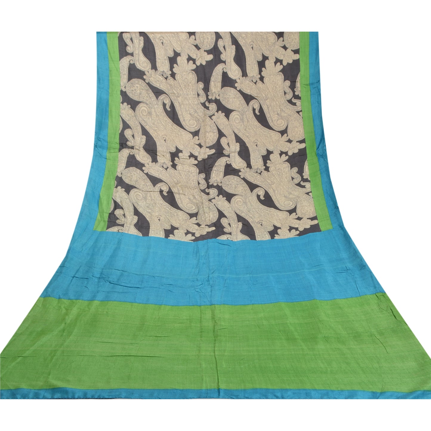 Sanskriti Vintage Heavy Indian Sarees 100% Pure Silk Printed Sari 5 Yard Sustainable Fabric