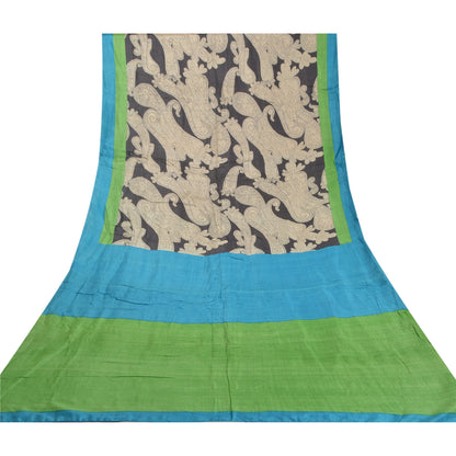 Sanskriti Vintage Heavy Indian Sarees 100% Pure Silk Printed Sari 5 Yard Sustainable Fabric