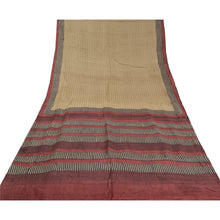 Load image into Gallery viewer, Sanskriti Vintage Heavy Sarees 100% Pure Tussar Silk Ivory Printed Sari Fabric
