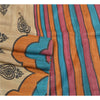 Sanskriti Vintage Heavy Ivory Sarees Pure Handloom Silk Printed Sari Sustainable Fabric