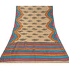 Sanskriti Vintage Heavy Ivory Sarees Pure Handloom Silk Printed Sari Sustainable Fabric