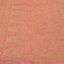 Load image into Gallery viewer, Sanskriti Vintage Pink Heavy Sarees Pure Silk Hand Beaded Kantha Sari Fabric
