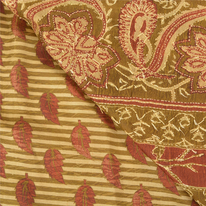 Sanskriti Vintage Heena Green Heavy Sarees Pure Silk Handmade Kantha Sari Sustainable Fabric