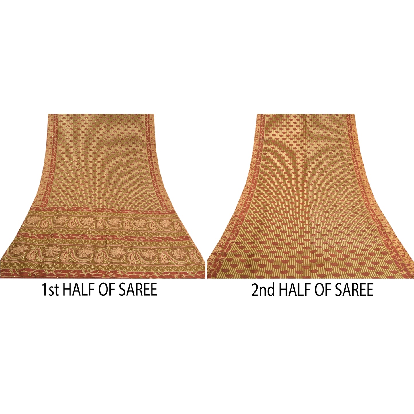 Sanskriti Vintage Heena Green Heavy Sarees Pure Silk Handmade Kantha Sari Sustainable Fabric