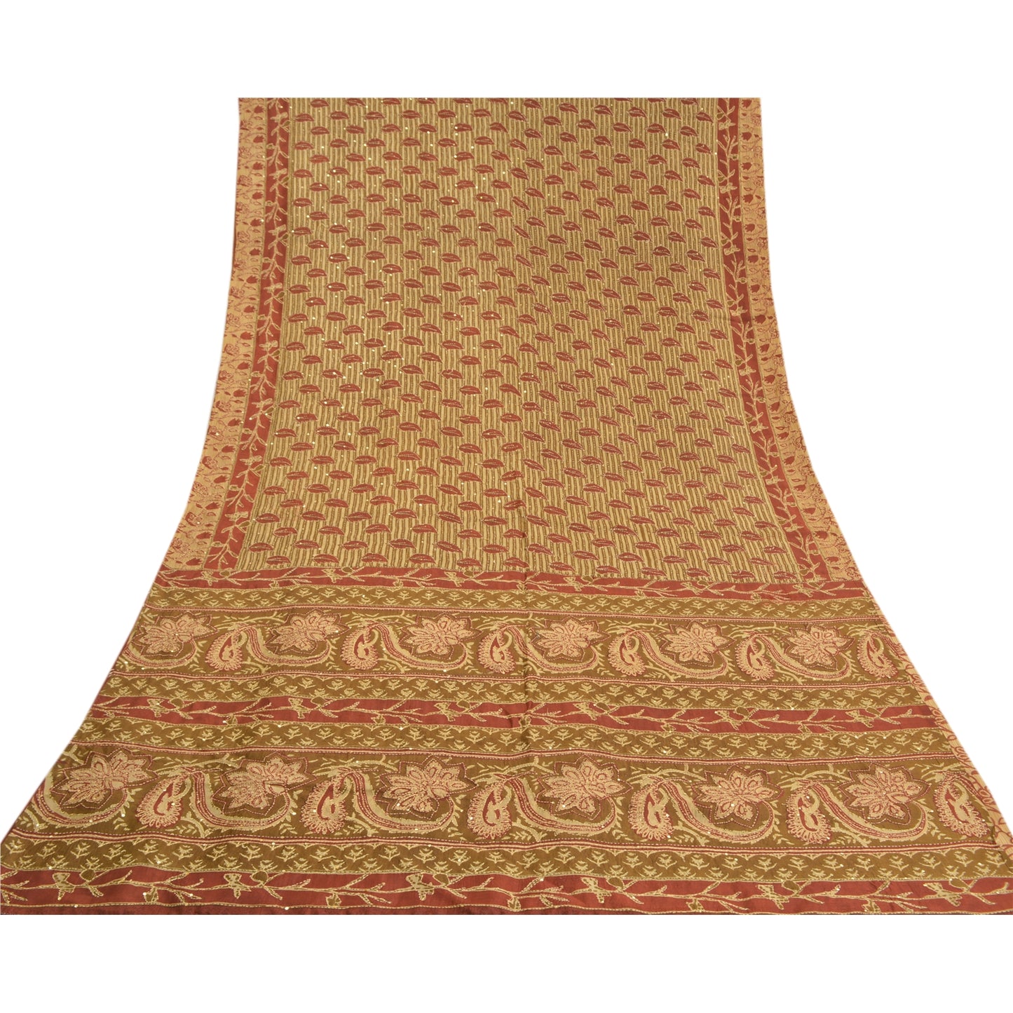 Sanskriti Vintage Heena Green Heavy Sarees Pure Silk Handmade Kantha Sari Sustainable Fabric