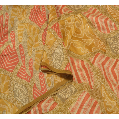 Sanskriti Vintage Heavy Indian Sarees Pure Silk Hand Beaded Kantha Sari Sustainable Fabric