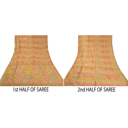 Sanskriti Vintage Heavy Indian Sarees Pure Silk Hand Beaded Kantha Sari Sustainable Fabric