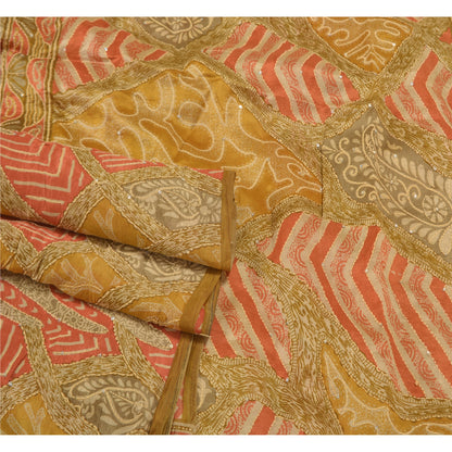 Sanskriti Vintage Heavy Indian Sarees Pure Silk Hand Beaded Kantha Sari Sustainable Fabric