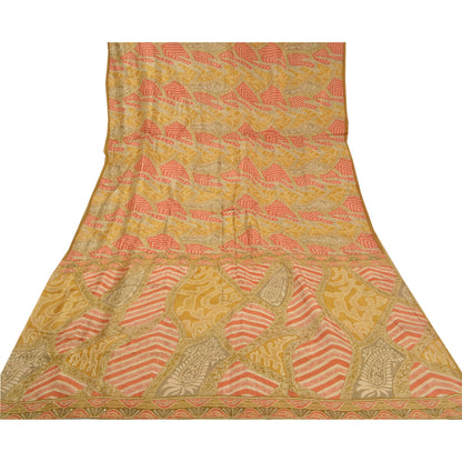 Sanskriti Vintage Heavy Indian Sarees Pure Silk Hand Beaded Kantha Sari Sustainable Fabric