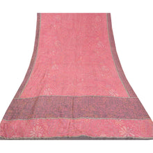Load image into Gallery viewer, Sanskriti Vintage Heavy Pink Sarees Pure Silk Hand Beaded Kantha Sari Fabric
