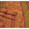 Sanskriti Vintage Heavy Red Sarees Pure Silk Hand Beaded Kantha Sari Sustainable Fabric