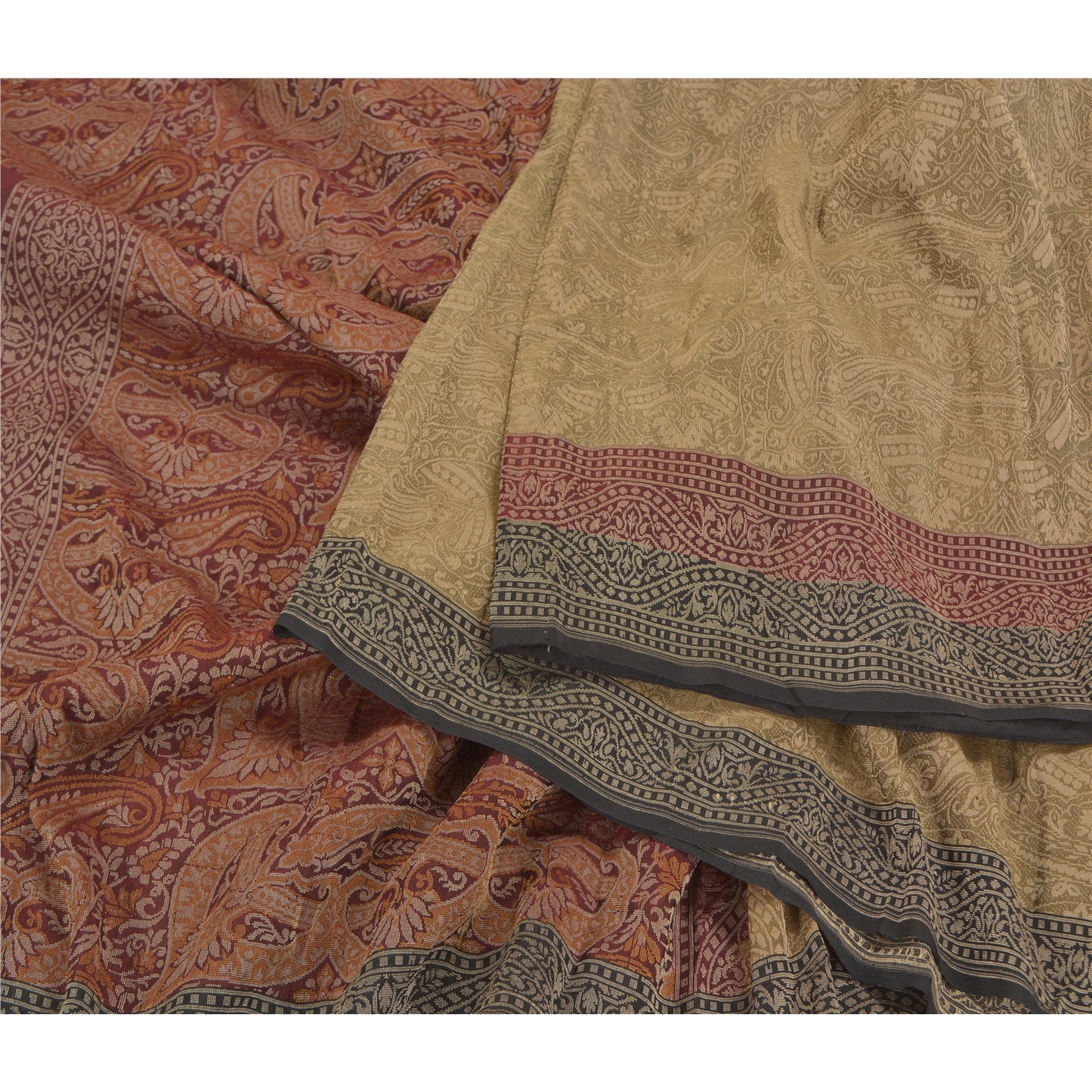 Sanskriti Vintage Green Heavy Sarees 100% Pure Silk Woven Tanchoi Sari Sustainable Fabric