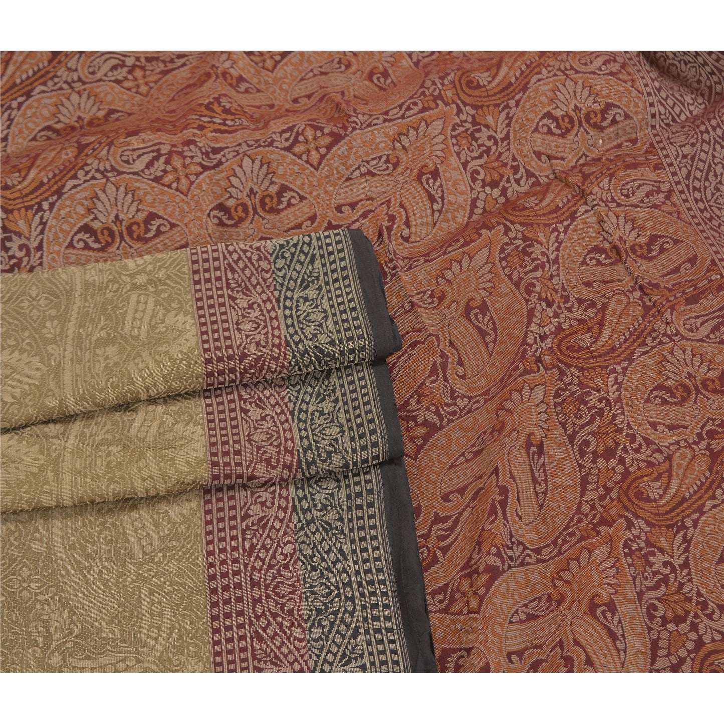 Sanskriti Vintage Green Heavy Sarees 100% Pure Silk Woven Tanchoi Sari Sustainable Fabric