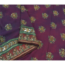 Load image into Gallery viewer, Sanskriti Vintage Purple Heavy Sarees Blend Georgette Beaded Tie-Dye Sari Fabric
