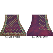 Load image into Gallery viewer, Sanskriti Vintage Purple Heavy Sarees Blend Georgette Beaded Tie-Dye Sari Fabric
