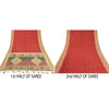 Sanskriti Vintage Red Indian Heavy Sarees Pure Silk Hand Beaded Sari Sustainable Fabric