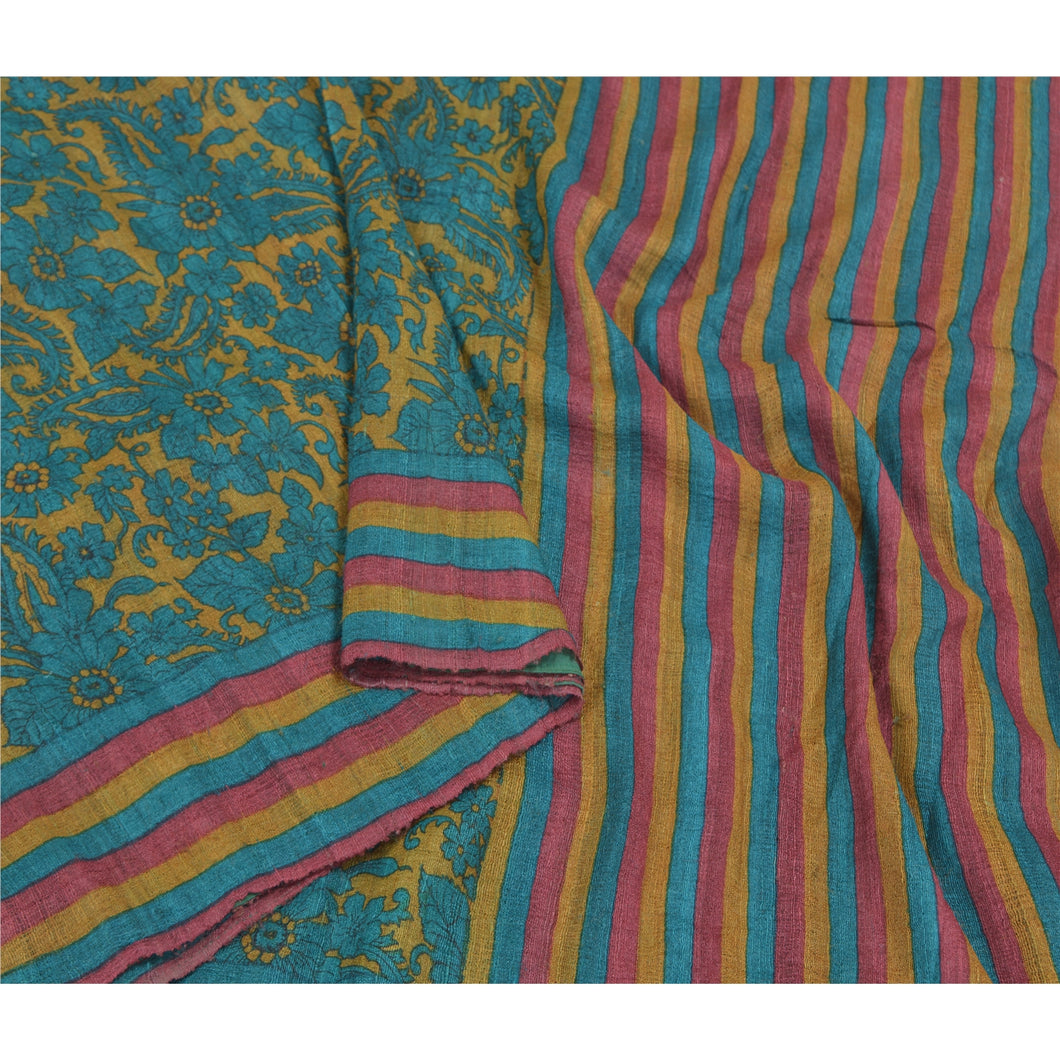 Sanskriti Vintage Green Heavy Sarees Pure Handloom Silk Printed Sari Fabric
