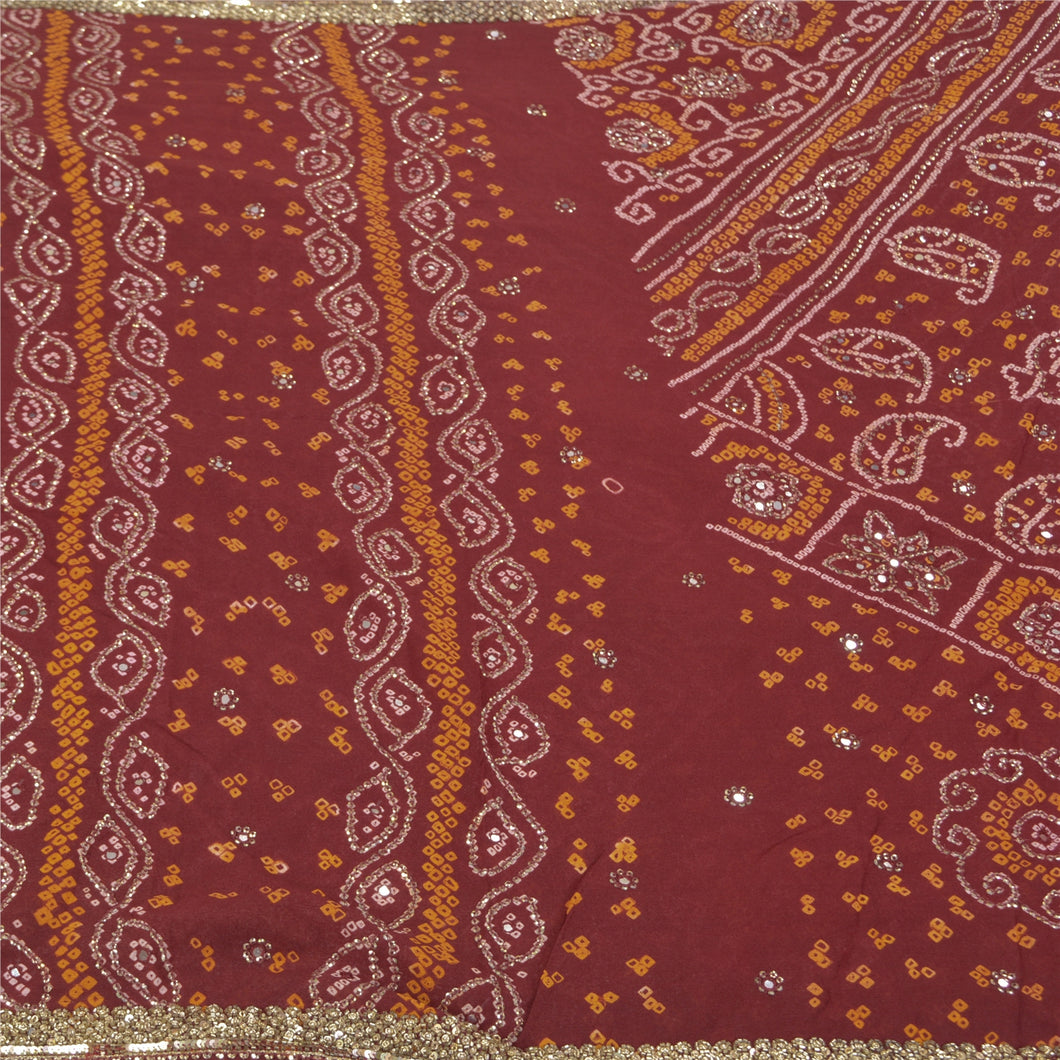 Sanskriti Vintage Heavy Sarees Pure Georgette Silk Handmade Bandhani Sari Fabric