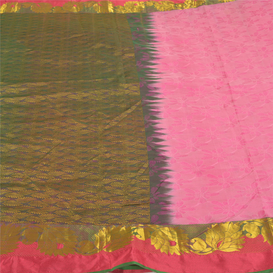 Sanskriti Vintage Saffron Heavy Sarees Art Silk Woven Dharmavaram Sari Fabric