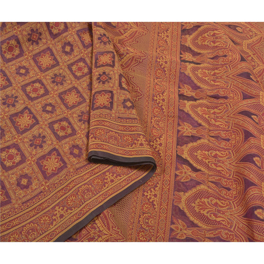 Sanskriti Vintage Lilla Heavy Sarees 100% Ren Organza Silke Vævet Sari Bæredygtigt Stof