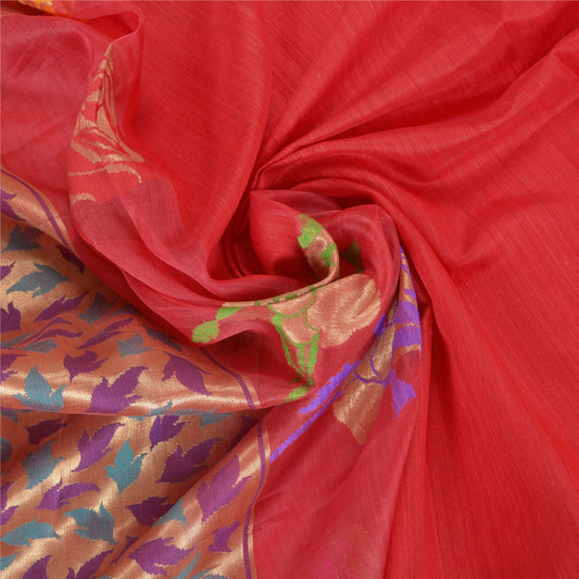 Sanskriti Vintage Red Heavy Sarees Pure Handloom Silk Woven Paithani Sari Sustainable Fabric