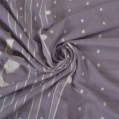 Sanskriti Vintage Purple Sarees Pure Cotton Hand-Woven Tant Premium Sari Sustainable Fabric