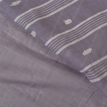 Sanskriti Vintage Purple Sarees Pure Cotton Hand-Woven Tant Premium Sari Sustainable Fabric