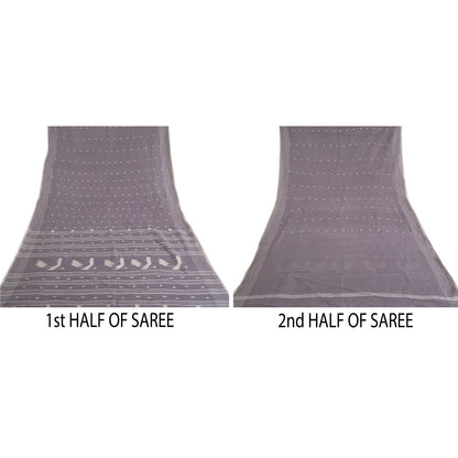 Sanskriti Vintage Purple Sarees Pure Cotton Hand-Woven Tant Premium Sari Sustainable Fabric