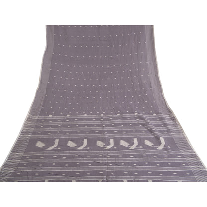 Sanskriti Vintage Purple Sarees Pure Cotton Hand-Woven Tant Premium Sari Sustainable Fabric