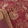 Sanskriti Vintage Wine Heavy Sarees Pure Georgette Silk Hand Beaded Sari Sustainable Fabric