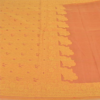 Sanskriti Vintage Orange Heavy Indian Sarees Pure Organza Silk Woven Sari Sustainable Fabric