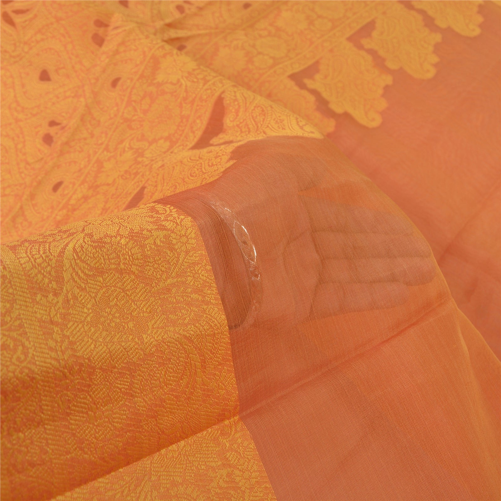Sanskriti Vintage Saree 100% Pure Organza Silk Orange Indian Saree Woven 5yd Craft Fabric Crafts Sewing Home Decor, Bag Making Quilts