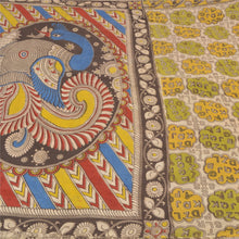 Load image into Gallery viewer, Sanskriti Vintage Heavy Indian Sarees Pure Cotton Kalamkari Peacock Sari Fabric
