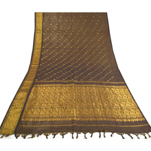 Load image into Gallery viewer, Sanskriti Vintage Heavy Black Sarees 100% Pure Silk Woven Brocade Sari Fabric
