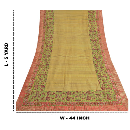 Sanskriti Vintage Heavy Sarees Pure Handloom Silk Embroidered Woven Sari Sustainable Fabric