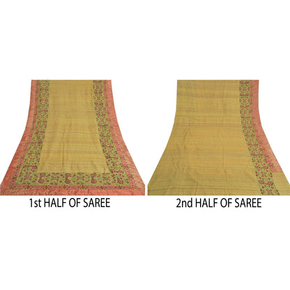 Sanskriti Vintage Heavy Sarees Pure Handloom Silk Embroidered Woven Sari Sustainable Fabric