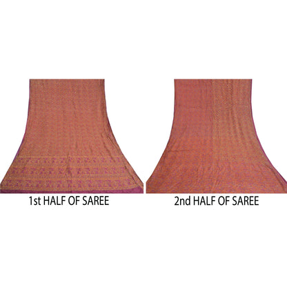 Sanskriti Vintage Pink Heavy Sarees Pure Silk Hand Beaded Kantha Sari Sustainable Fabric