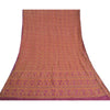 Sanskriti Vintage Pink Heavy Sarees Pure Silk Hand Beaded Kantha Sari Sustainable Fabric