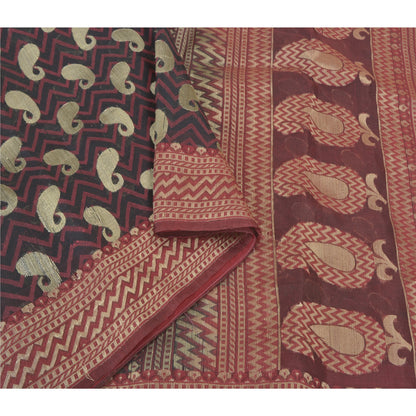 Sanskriti Vintage Black Heavy Indian Sarees Pure Silk Hand-Woven Sari Sustainable Fabric