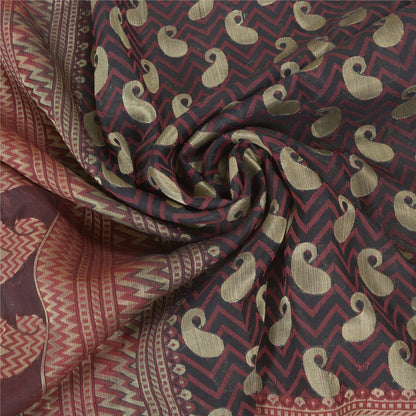 Sanskriti Vintage Black Heavy Indian Sarees Pure Silk Hand-Woven Sari Sustainable Fabric